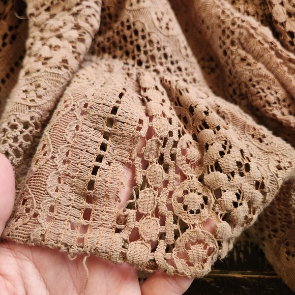 Vtg Solitaire Maxi Skirt Womens S Lace Tiered Western Cowgirl Gypsy Boho Brown - Picture 10 of 14